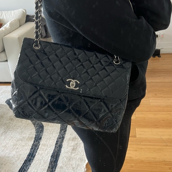 Jumbo Navy Patent Chanel Bag authentic. Poshmark certificate of authenticity inc - Picture 2 of 14